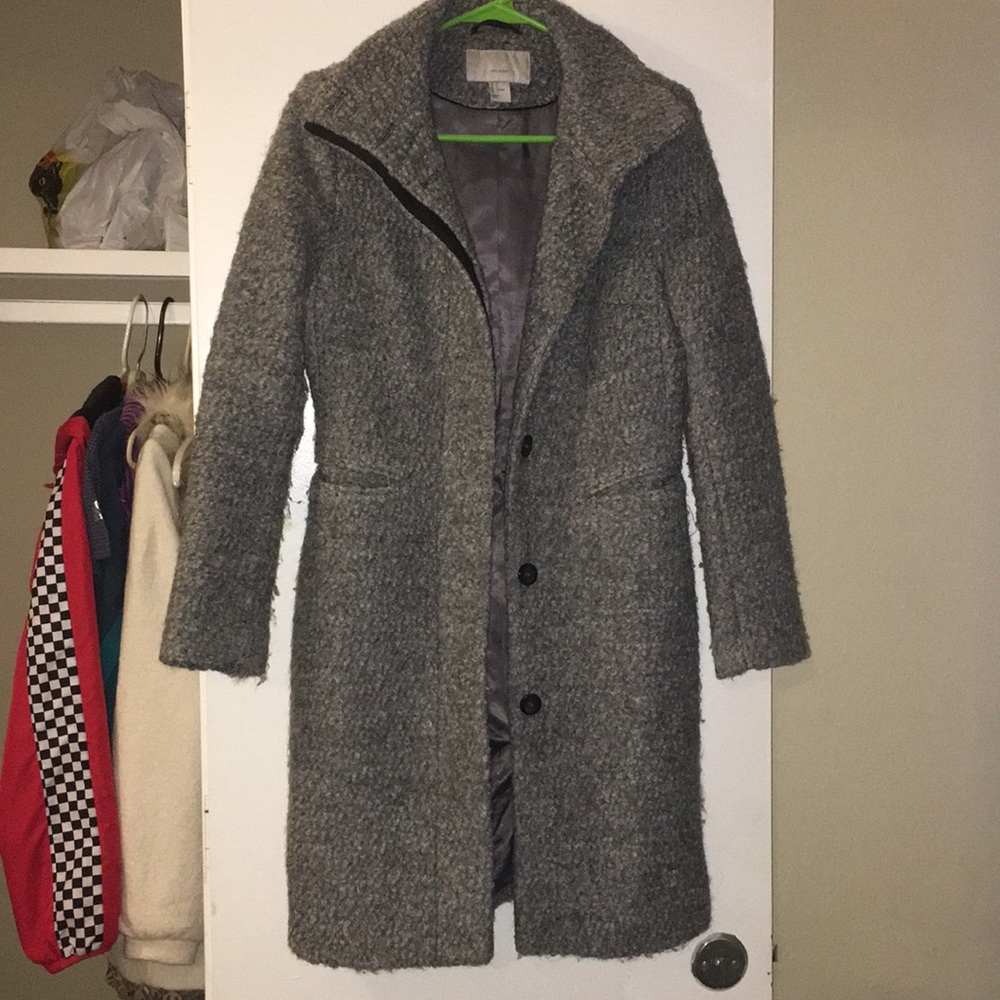 H & M Grey wool blend long coat